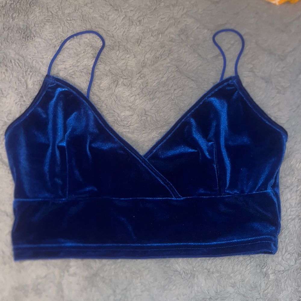 Shein royal blue velvet crop top